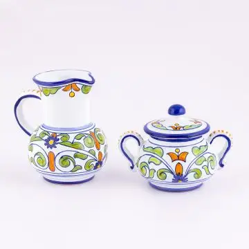 Deruta creamer & sugar set from the Amelia collection, handmade by Antica Deruta - Italy