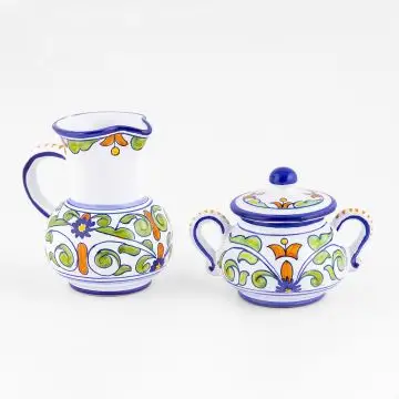 Deruta creamer & sugar set from the Amelia collection, handmade by Antica Deruta - Italy