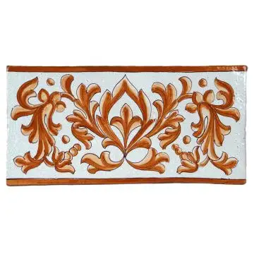 Hand-painted Deruta tile AP by Antica Deruta, Italy. The tile is entirely handcrafted.