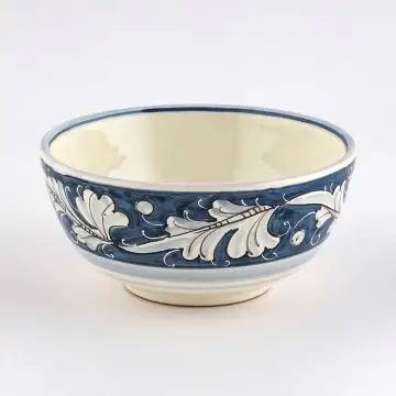 Italian cereal bowl from the Rinascimento Blu e Bianco collection handmade by Ceramiche Rampini in Gubbio, Italy