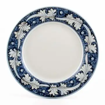 Italian charger plate from the Rinascimento Blu e Bianco collection handmade by Ceramiche Rampini in Gubbio, Italy