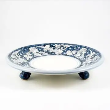 Italian fruit bowl from the Rinascimento Blu e Bianco collection handmade by Ceramiche Rampini in Gubbio, Italy