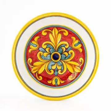 Broccato Rosso Italian cereal bowl handmade by Fima in Deruta