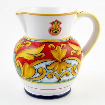 Broccato Rosso Italian pitcher handmade by Fima in Deruta