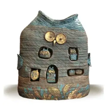The Owl Den, a ceramic piece created by Maestro Riccardo Biavati in Ferrara, Italy 
