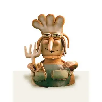 The Cook, a ceramic figurine featuring a male character created by Maestro Riccardo Biavati in Ferrara, Italy 
