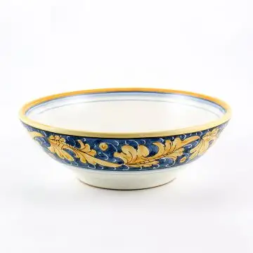 Italian pasta & soup bowl from the Rinascimento Blu e Giallo collection handmade by Ceramiche Rampini in Gubbio, Italy