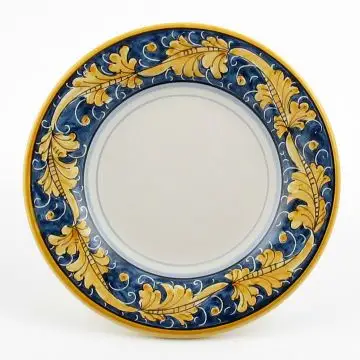 Italian bread & butter plate from the Rinascimento Blu e Giallo collection handmade by Ceramiche Rampini in Gubbio, Italy