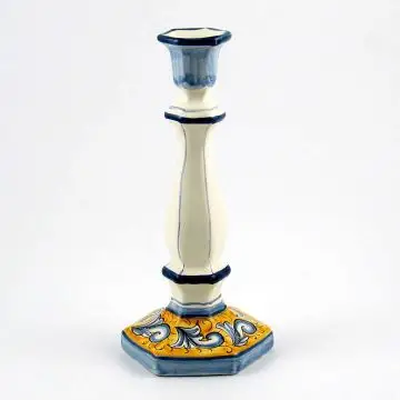 Italian candle holder from the Rinascimento collection handmade by Ceramiche Rampini in Gubbio, Italy