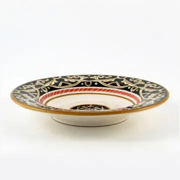 Barocco Nero Italian pasta & soup plate handmade by Fima in Deruta