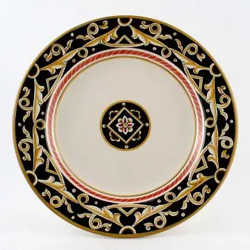 Barocco Nero Italian round platter handmade by Fima in Deruta