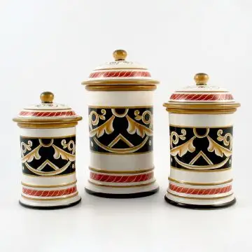 Barocco Nero Italian canister handmade by Fima in Deruta