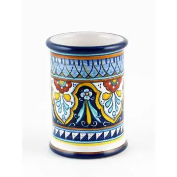 Italian ceramic pen holder or toothbrush holder handmade by Fima in Deruta