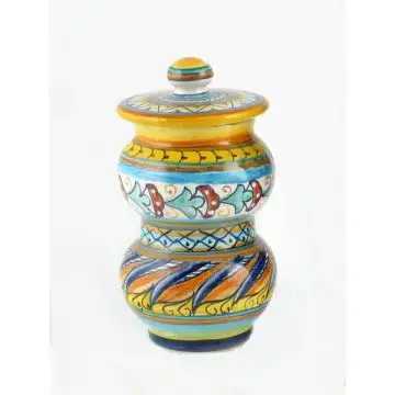 Italian favor small vase with lid handmade by Fima in Deruta