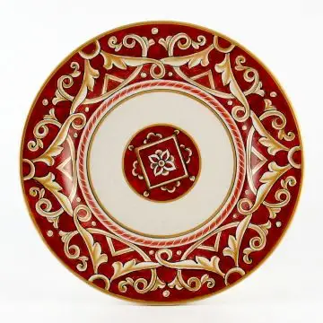 Barocco Rosso Italian salad & dessert plate handmade by Fima in Deruta