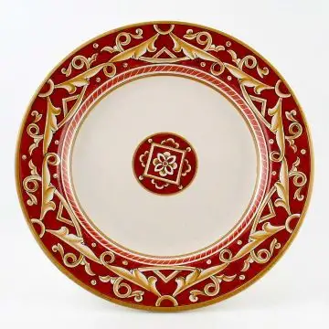 Barocco Rosso Italian round platter handmade by Fima in Deruta