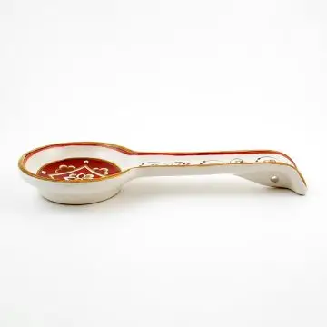 Barocco Rosso Italian spoon rest handmade by Fima in Deruta