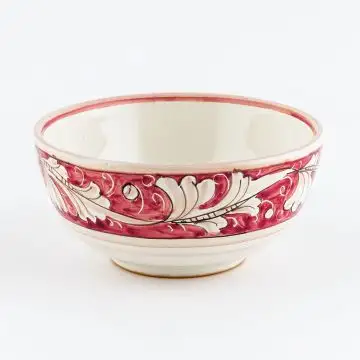 Italian cereal bowl from the Rinascimento Rosa e Bianco collection handmade by Ceramiche Rampini in Gubbio, Italy