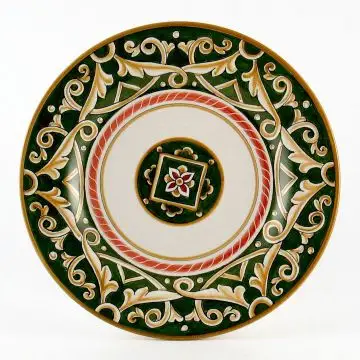 Barocco Verde Italian salad & dessert plate handmade by Fima in Deruta