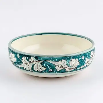 Italian pasta & soup bowl from the Rinascimento Verde e Bianco collection handmade by Ceramiche Rampini in Gubbio, Italy