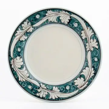 Italian salad & dessert plate from the Rinascimento Verde e Bianco collection handmade by Ceramiche Rampini in Gubbio, Italy