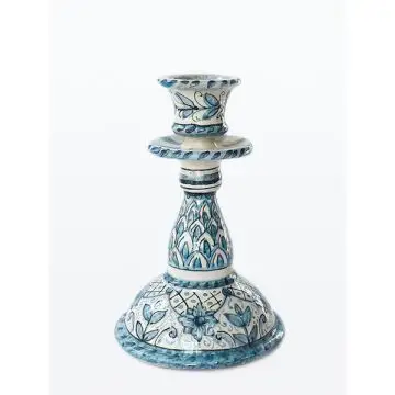 Italian ceramic candle holder Azul handmade by Ghenos in Sicily