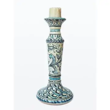 Italian ceramic candle holder Azul handmade by Ghenos in Sicily