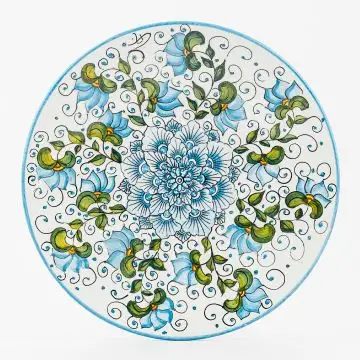 Cecilia Bella azure Italian dinner plate handmade by Ceramiche Andrilia in Deruta