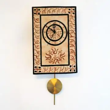 Italian wall clock with pendulum handmade in Mantua using the traditional sgraffito method