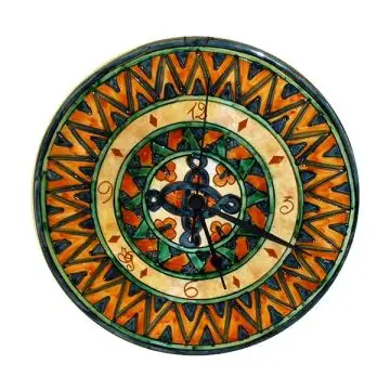 Italian wall clock handmade in Mantua using the traditional sgraffito method