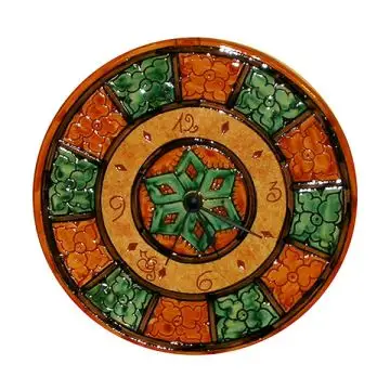 Italian wall clock handmade in Mantua using the traditional sgraffito method