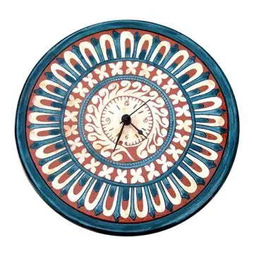 Italian wall clock handmade in Mantua using the traditional sgraffito method