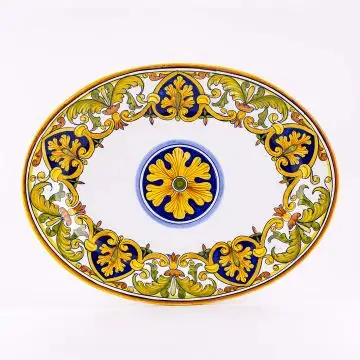 Deruta oval platter from the Cinquecento collection, handmade by Antica Deruta - Italy