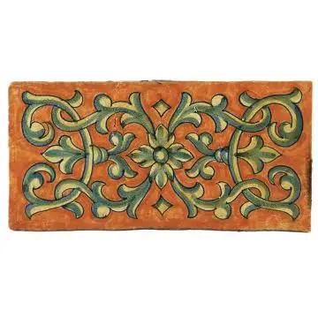 Hand-painted Deruta tile PPT by Antica Deruta, Italy. The tile is entirely handcrafted.