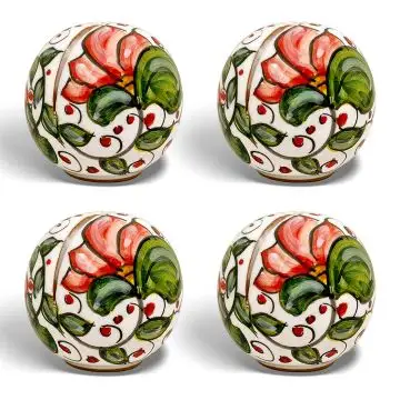 Set of 4 place card folders handmade in Deruta, Italy. They feature a floral design