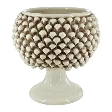 Antique Ivory Pine Cone Footed Bowl 