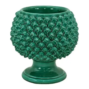 Green Pine Cone Footed Bowl 