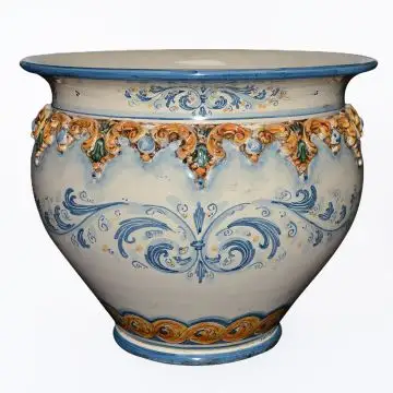 Sicilian planter by Ceramiche Sofia handcrafted in Caltagirone - Italy