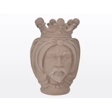 Matt ivory Sicilian Moorish head featuring a male character. It is handcrafted in Caltagirone, Italy.