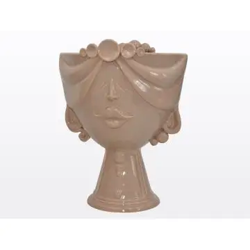 Tortora Sicilian Moorish head featuring a female character from the Zahira collection handcrafted in Caltagirone, Italy.