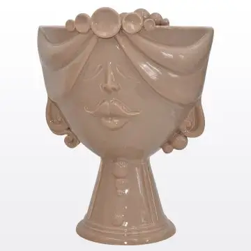 Tortora Sicilian Moorish head featuring a female character from the Zahira collection handcrafted in Caltagirone, Italy.