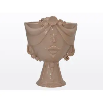 Tortora Sicilian Moorish head featuring a male character from the Zahira collection handcrafted in Caltagirone, Italy.