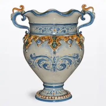 Italian vase with handles handcrafted in Caltagirone, Sicily - main image