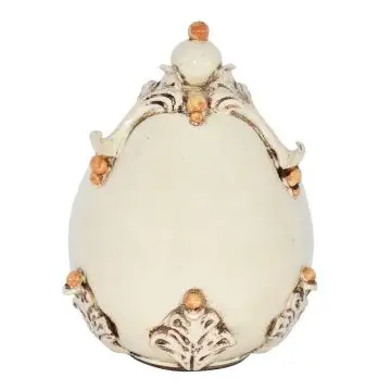 Ivory & yellow ceramic egg by Ceramiche Sofia handcrafted in Caltagirone - Italy