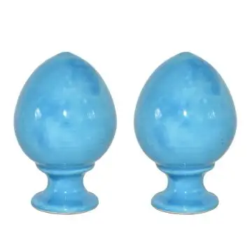 Set of 2 azure ceramic eggs by Ceramiche Sofia handcrafted in Caltagirone, Sicily - Italy