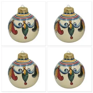 Set of four Christmas baubles handcrafted in Caltagirone, Sicily - Italy