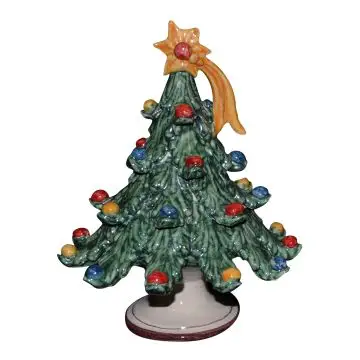 Green ceramic Christmas tree handcrafted in Caltagirone, Sicily - Italy