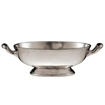 Handcrafted Italian pewter oval bowl Andrea Doria by Cosi Tabellini in Brescia