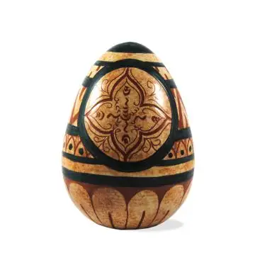 Italian ceramic egg sgraffito handmade in Mantua using the traditional sgraffito method