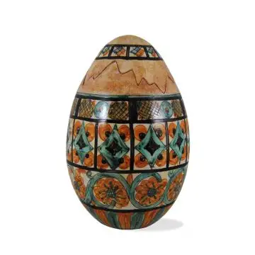 Italian ceramic egg 03 handmade in Mantua using the traditional sgraffito method